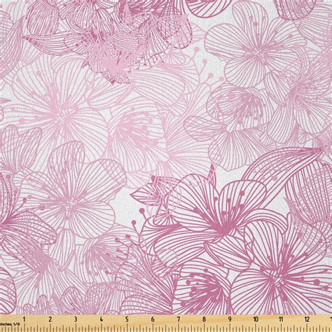 Ambesonne Cherry Blossom Fabric By The Yard Microfiber Cage Style