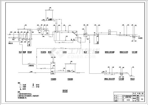 某大学城污水处理及回用cad环保设计图高程图工艺流程图平面布置图土木在线