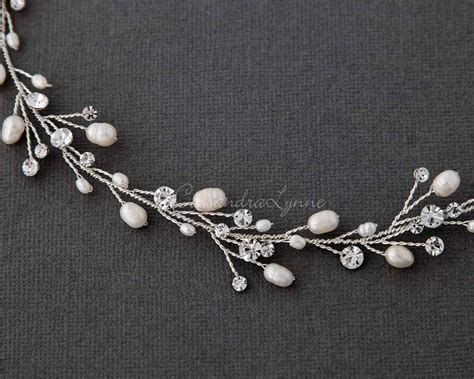 Pearl Wedding Hair Vine Wedding Headband Silver Ivory Bridal Etsy