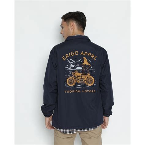 Jual Erigo Coach Jacket Tropical Lovers Navy Unisex Shopee Indonesia