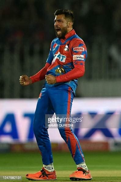 Karachi Kings Mohammad Amir Celebrates After Taking The Wicket Of