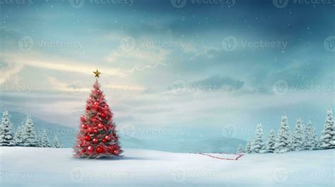 Christmas tree on ski slope in a snowy landscape, christmas image, 3d ...