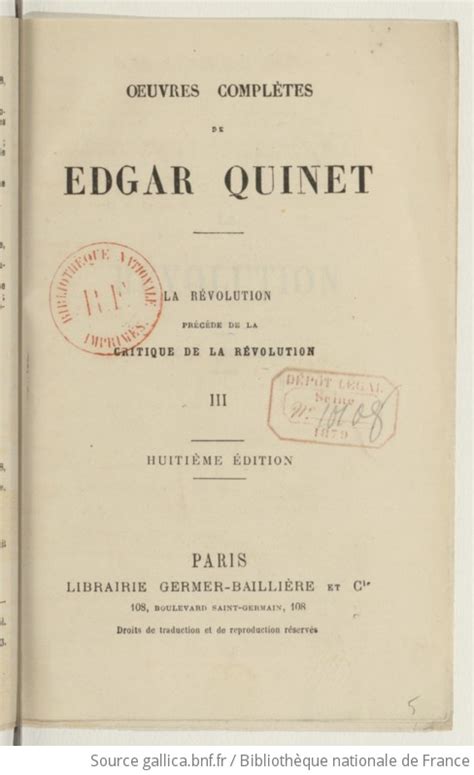 Oeuvres Compl Tes De Edgar Quinet T La R Volution Pr C D