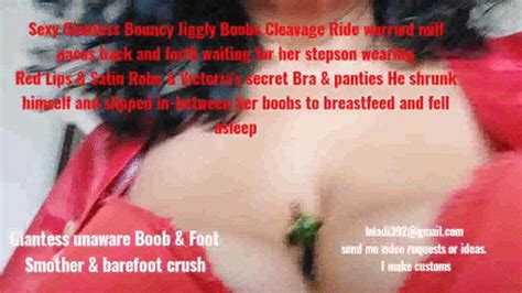 Sexy Giantess Bouncy Jiggly Boobs Cleavage Ride Worried Milf Paces Back