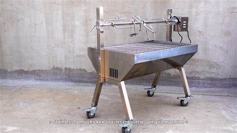 Stainless Lamb Chicken Roaster Rotisserie Spit Grill Machine Youtube