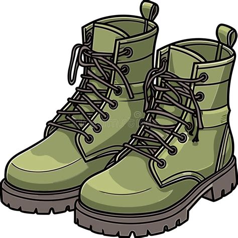 Vector Cartoon Army Boots High Military Shoes Stock Illustrations