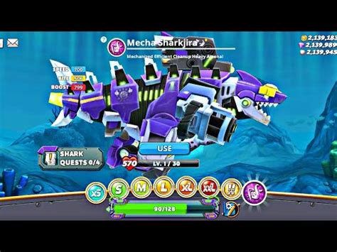 Hungry Shark World All Sharks Unlocked Mecha Sharkjira Gameplay 2023