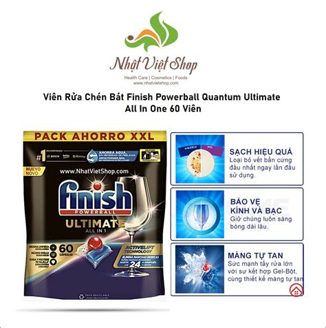 Viên Rửa Chén Bát Finish Powerball Quantum Ultimate All In One 60 Viên