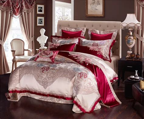 4 6 10pcs Oriental Luxury Cotton Satin Royal Bedding Set Queen King