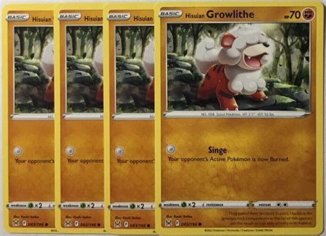 POKEMON 4X HISUIAN GROWLITHE 083 196 LOST ORIGIN COMMON NEAR MINT