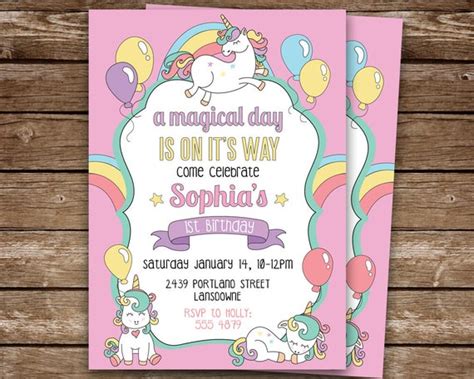 Unicorn Birthday Invite A Magical Day Is On Its Way Rainbow Unicorn