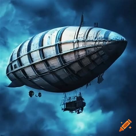 Illustration Of A Steampunk Airship With Thrusters On Craiyon