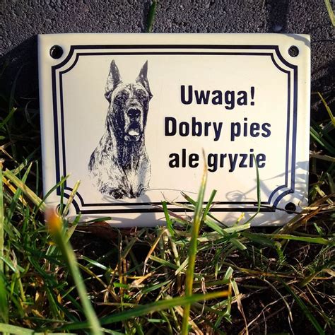 Tabliczka Emaliowana PIES Uwaga Dobry Pies Ale Gryzie Novelty Sign