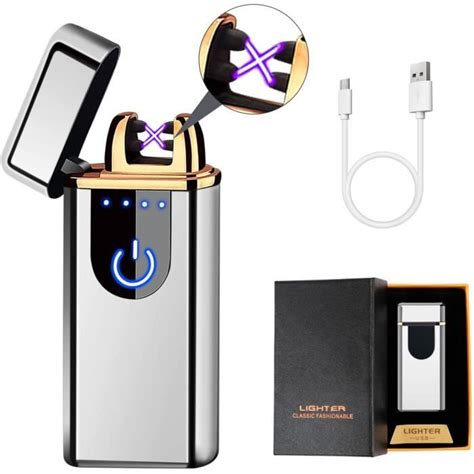 Briquet Électrique Briquet USB Rechargeable Briquet Coupe Vent Double