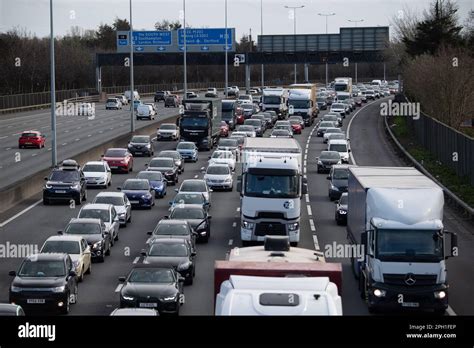 Egham Surrey UK 25th March 2023 The M25 At Egham Surrey There