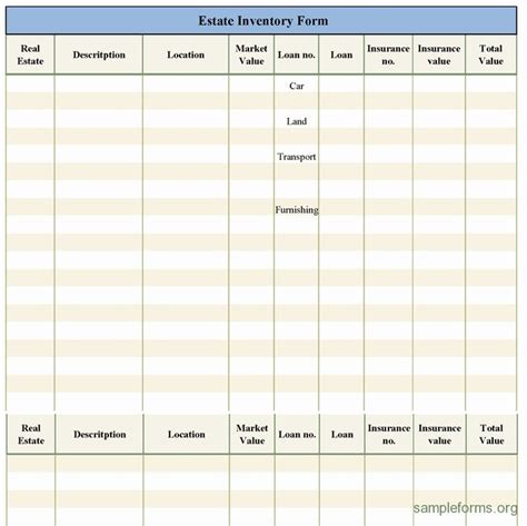 Printable Estate Inventory Worksheet Printable Templates Free