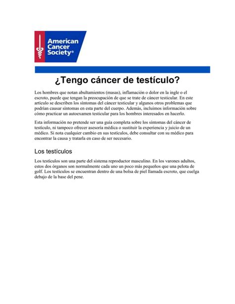 Tengo cáncer de testículo