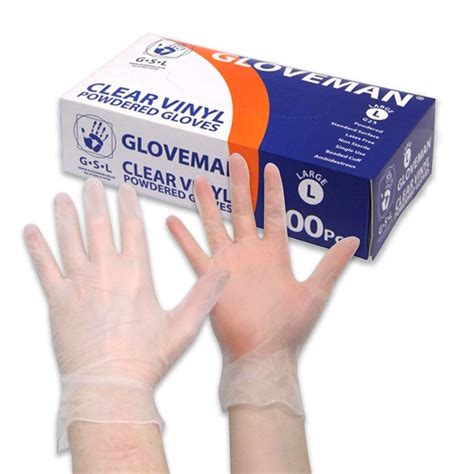 Gloveman Clear Powdered Vinyl Gloves 100pcs Sizes S Xl Gloveman