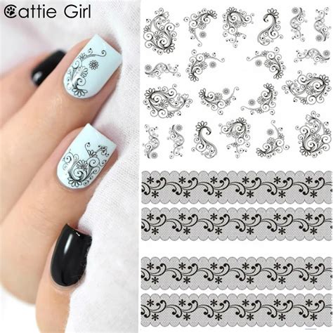 1 Sheet 2017 Lace Nail Water Decal New Nail Art Stickers Flower