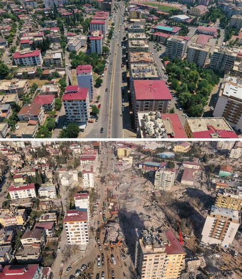 Deprem öncesi ve sonrası fotoğraflarla Kahramanmaraş ta yıkımın boyutu