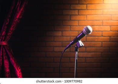 Microphone On Stand Comedy Stage Reflectors Stock Photo 1009770982 ...