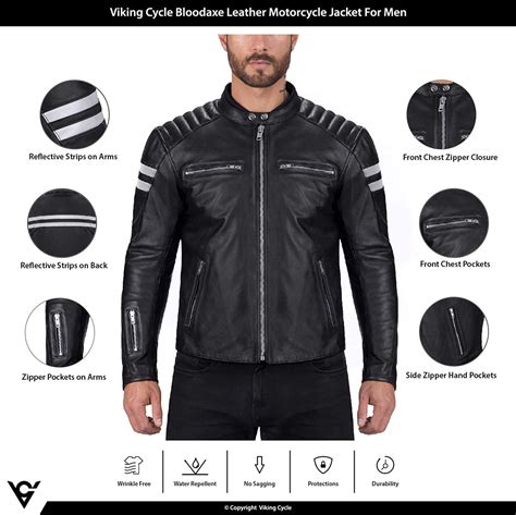 Buy Viking Cycle Leather Motorcycle Jacket For Men Biker Bloodaxe