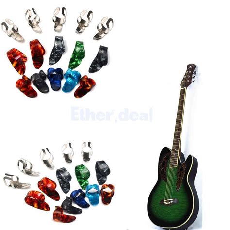 15x Edelstahl Finger Plektren Plektrum Gitarre Fingerpicks Daumenpick