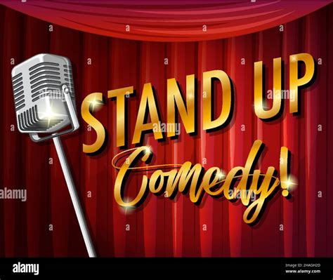 Stand Up Comedy Banner With Vintage Microphone Illustration Stock