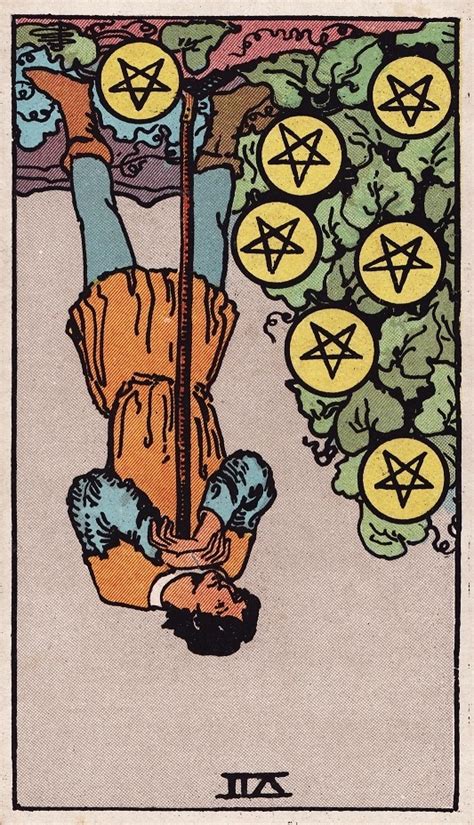 The Seven of Pentacles Reversed and Five of Wands Reversed