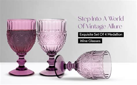 Amazon American Atelier Vintage Purple Wine Glasses Set Of