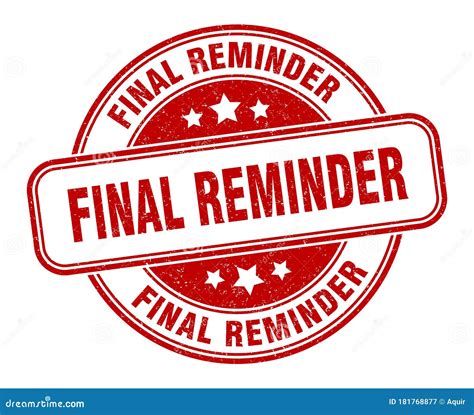 Final Reminder Stamp Final Reminder Round Grunge Sign Stock Vector