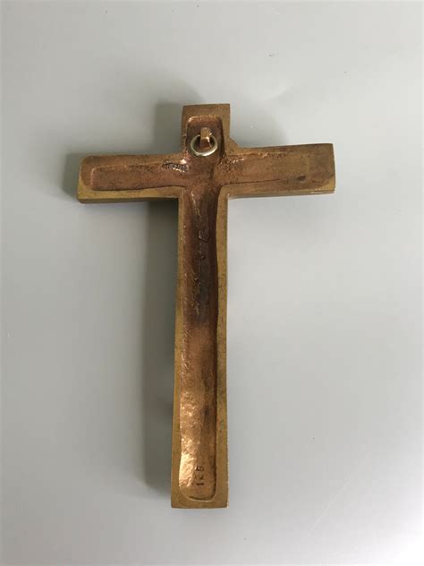 French Vintage Crucifix Brass Religious Wall Hanging Deco Jesu Etsy