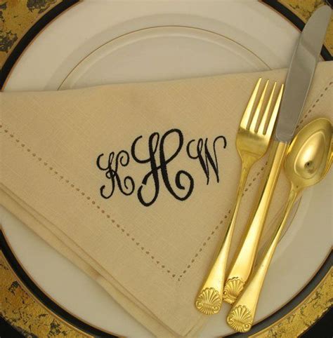 Monogrammed Hemstitched Napkins Three Initial Monogrammed - Etsy ...