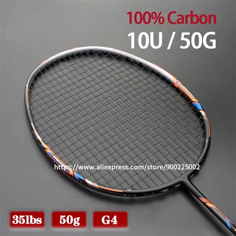 100 Full Carbon Fiber Strung Badminton Rackets 10u 50g Tension 22