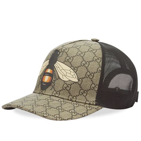 Gucci Bee GG Jacquard Baseball Cap Beige Brown END US