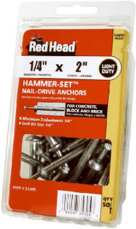 Red Head 50 Pack 1 4 X 1 Hammer Set Nail Drive Anchors Each