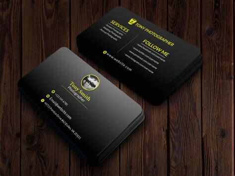 Photographer Black Business Card Design Template Techmix