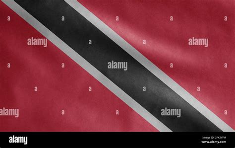 Trinidadian And Tobagonian Flag Waving In The Wind Close Up Of Trinidad And Tobago Banner