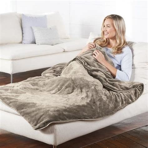 Brookstone Nap Weighted Blanket In Taupe Open Box