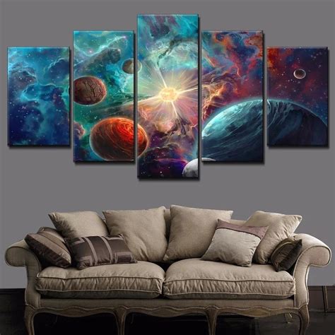 Space Wall Art Space Painting Milky Way Canvas Art Split Canvas