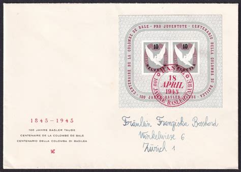 1948 W23 Baslertaube Block Sauberer Brief Geste SBK 100 Kaufen