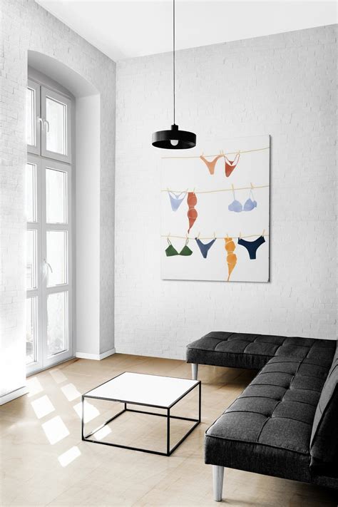 Hanging Bikini Poster Bikini On Clothesline Print Feminist Wall Art Bra Bikini