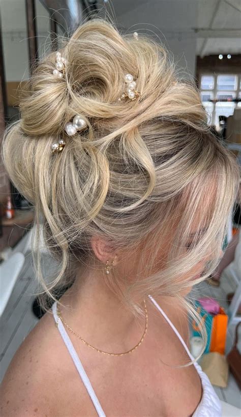 50 Updo Hairstyles Thatre So Stylish Blonde Messy High Bun