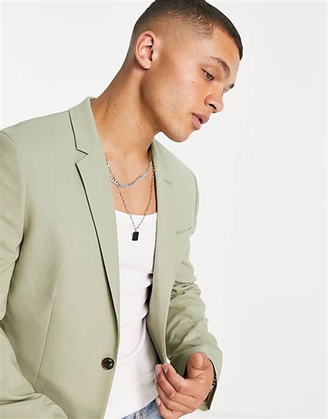 Asos Design Veste De Costume Ajustée Vert Pâle Asos