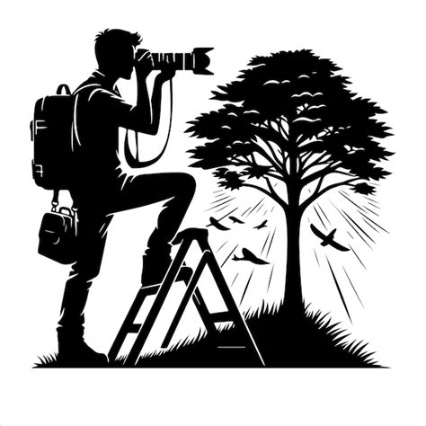 Premium Vector Photographer Man Camera Silhouette Vector Illustration