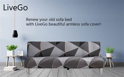 LiveGo Armless Futon Slipcovers Stretch Folding Sofa Bed Cover With