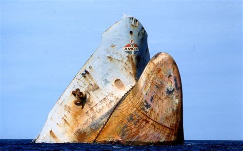 The Bow Section Of The Supertanker Amoco Cadiz After It Broke Apart