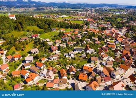 Picturesque Top View Of City Vrhnika Stock Image Image Of Houses