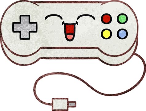 Retro Grunge Texture Cartoon Game Controller 10745398 Vector Art At