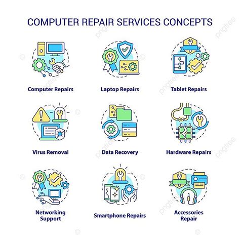 Computer Repair Service Concept Icons Set Element Complex Tablet Vector